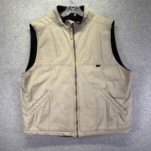 Wolverine Vest Mens Large Beige Canvas Fleece Lined Insulated Full Zip Workwear